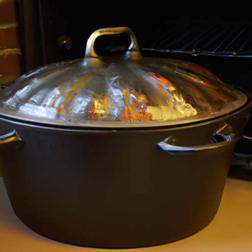 A cast iron Dutch oven, the perfect cooking vessel for a turkey.